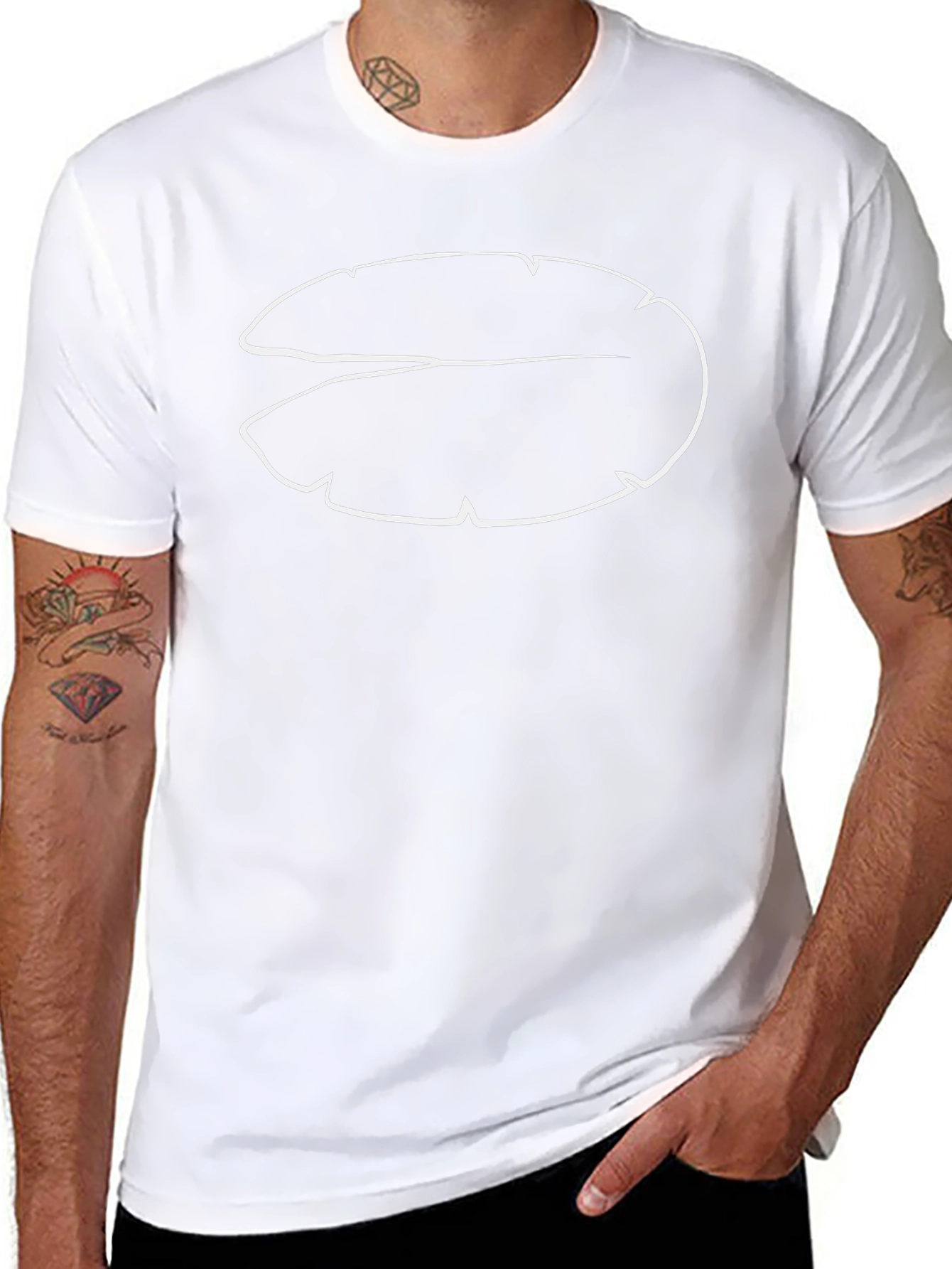 Modern Black T-Shirt with Abstract Leaf Design