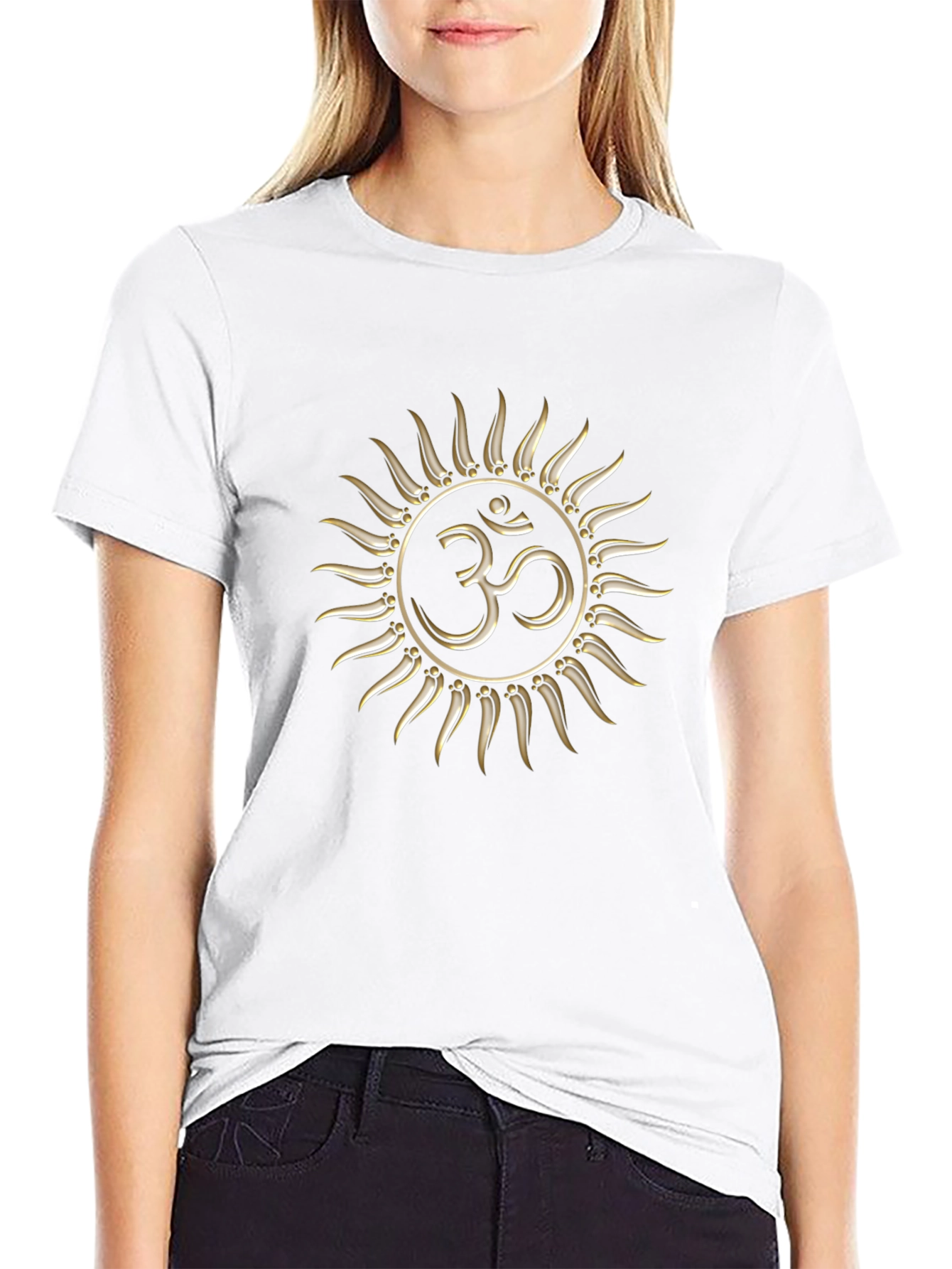 Om Symbol Sun Graphic Black T-Shirt