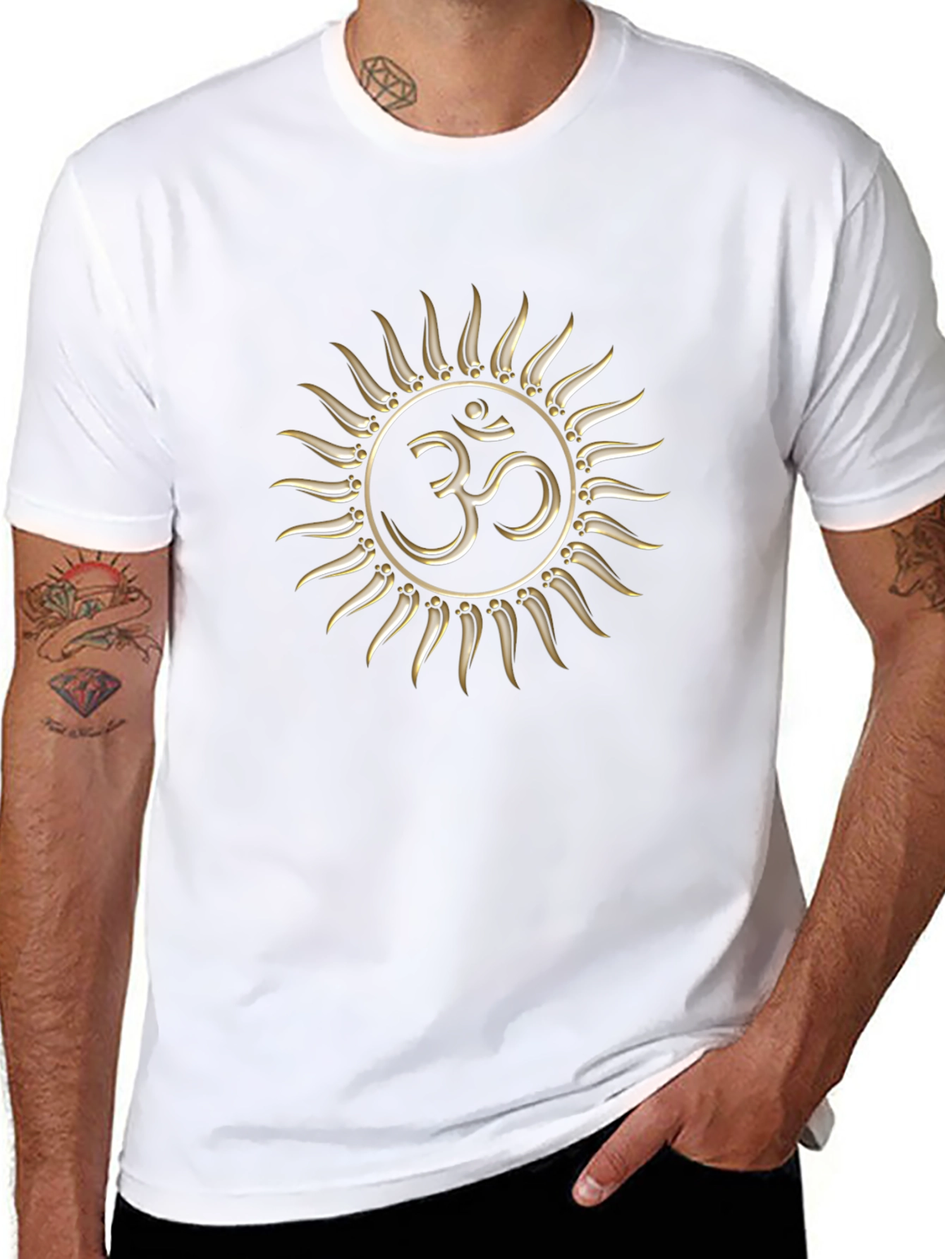 Om Symbol Sun Graphic Black T-Shirt