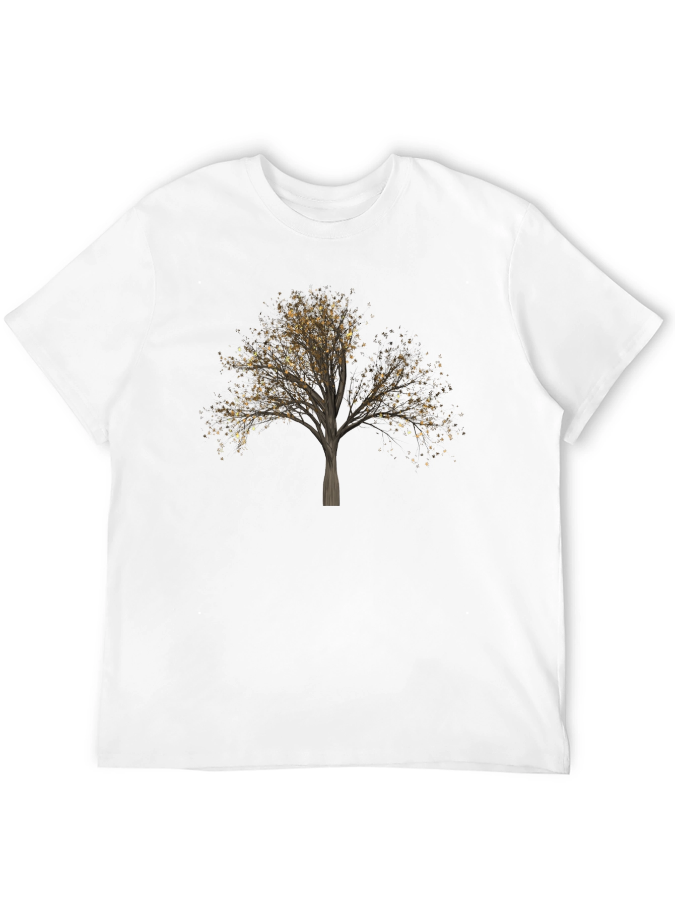 Golden Leaf Tree Graphic T-Shirt - Nature Inspired Design
