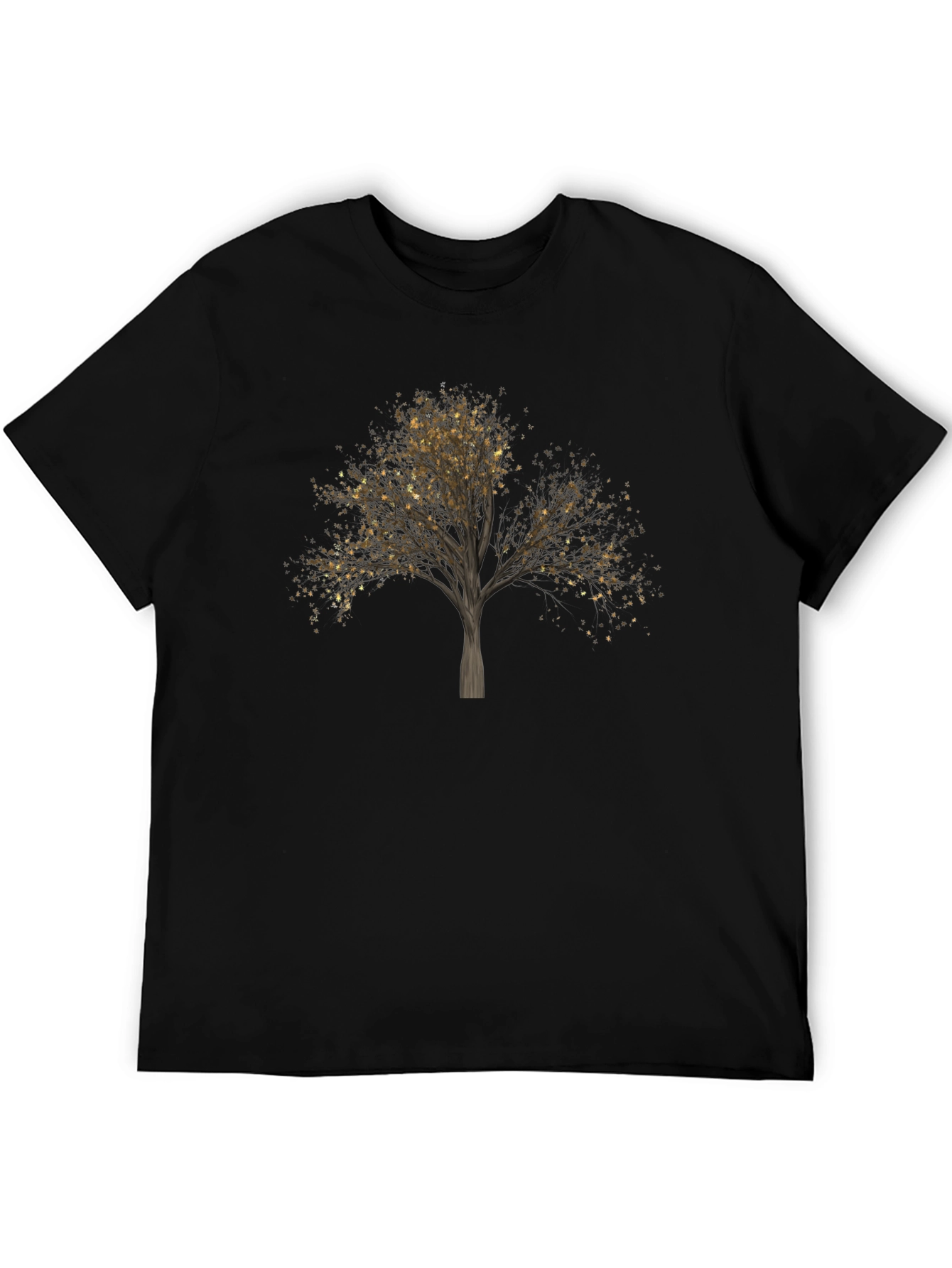 Golden Leaf Tree Graphic T-Shirt - Nature Inspired Design