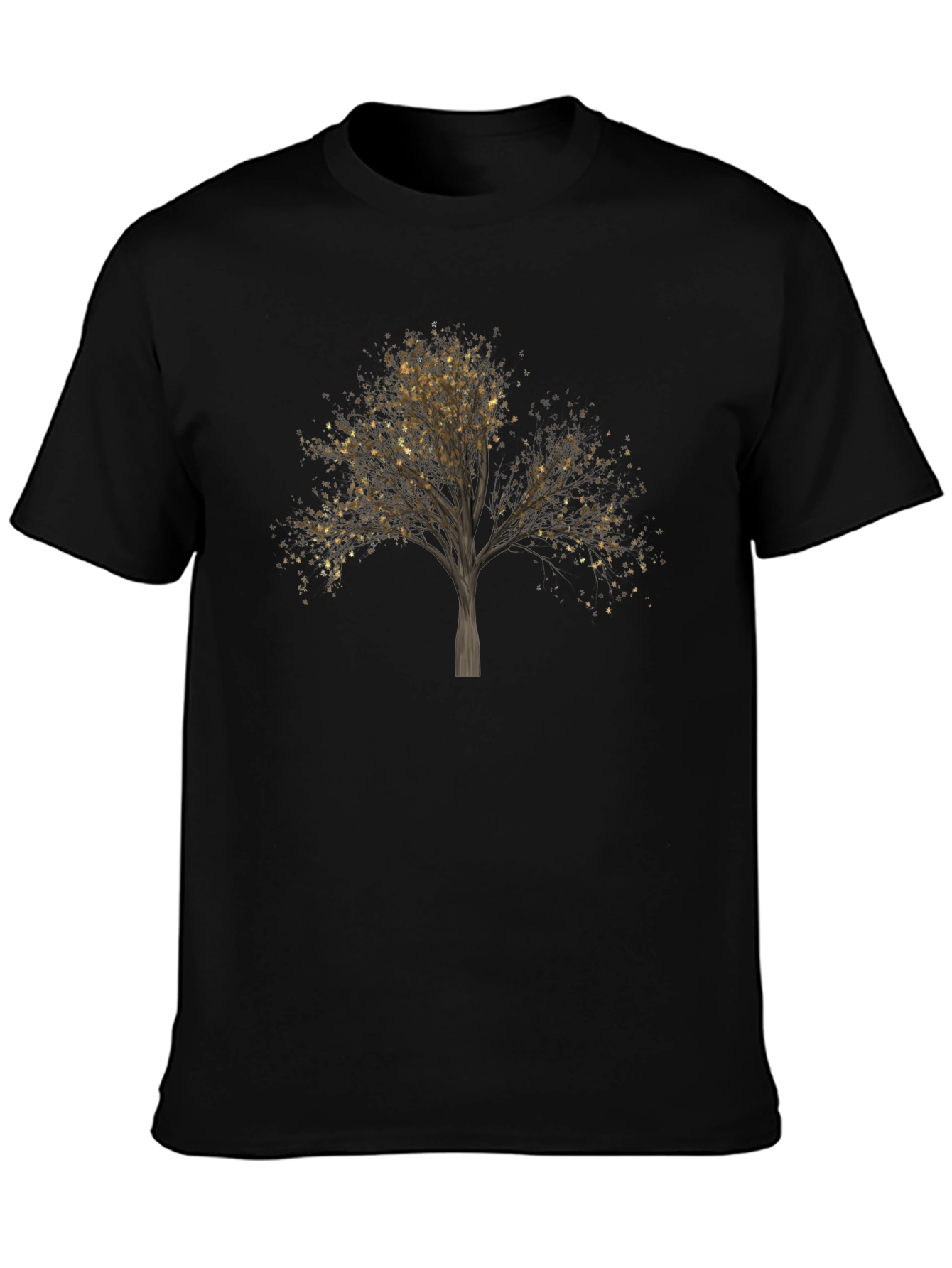 Golden Leaf Tree Graphic T-Shirt - Nature Inspired Design