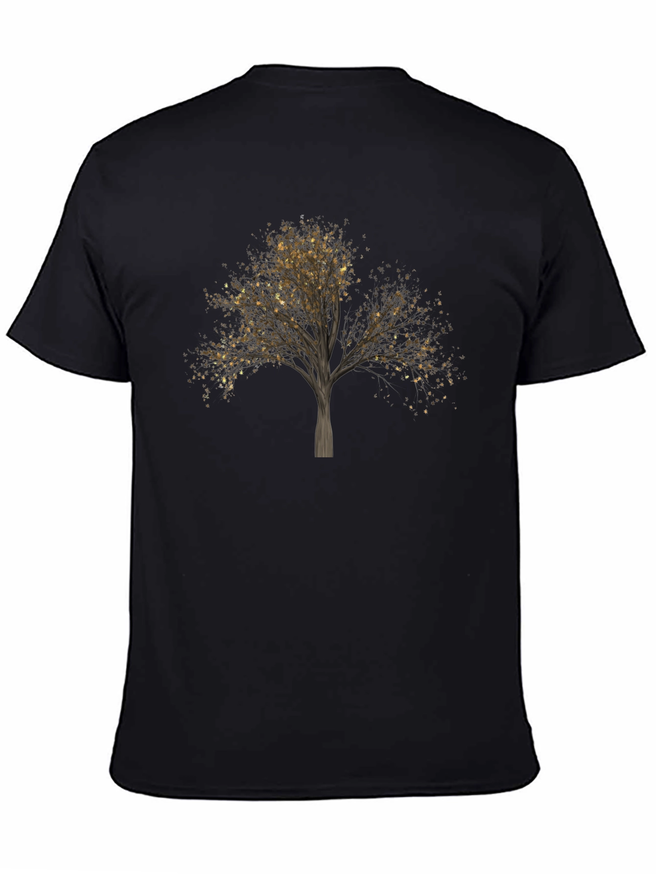 Golden Leaf Tree Graphic T-Shirt - Nature Inspired Design