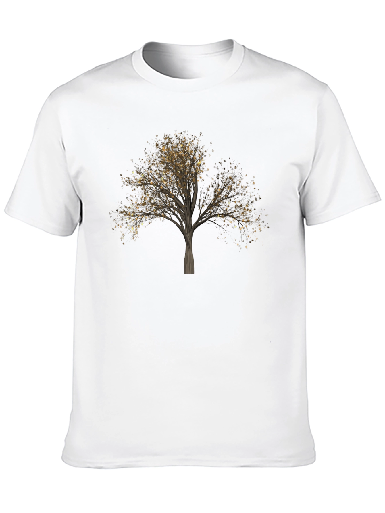 Golden Leaf Tree Graphic T-Shirt - Nature Inspired Design