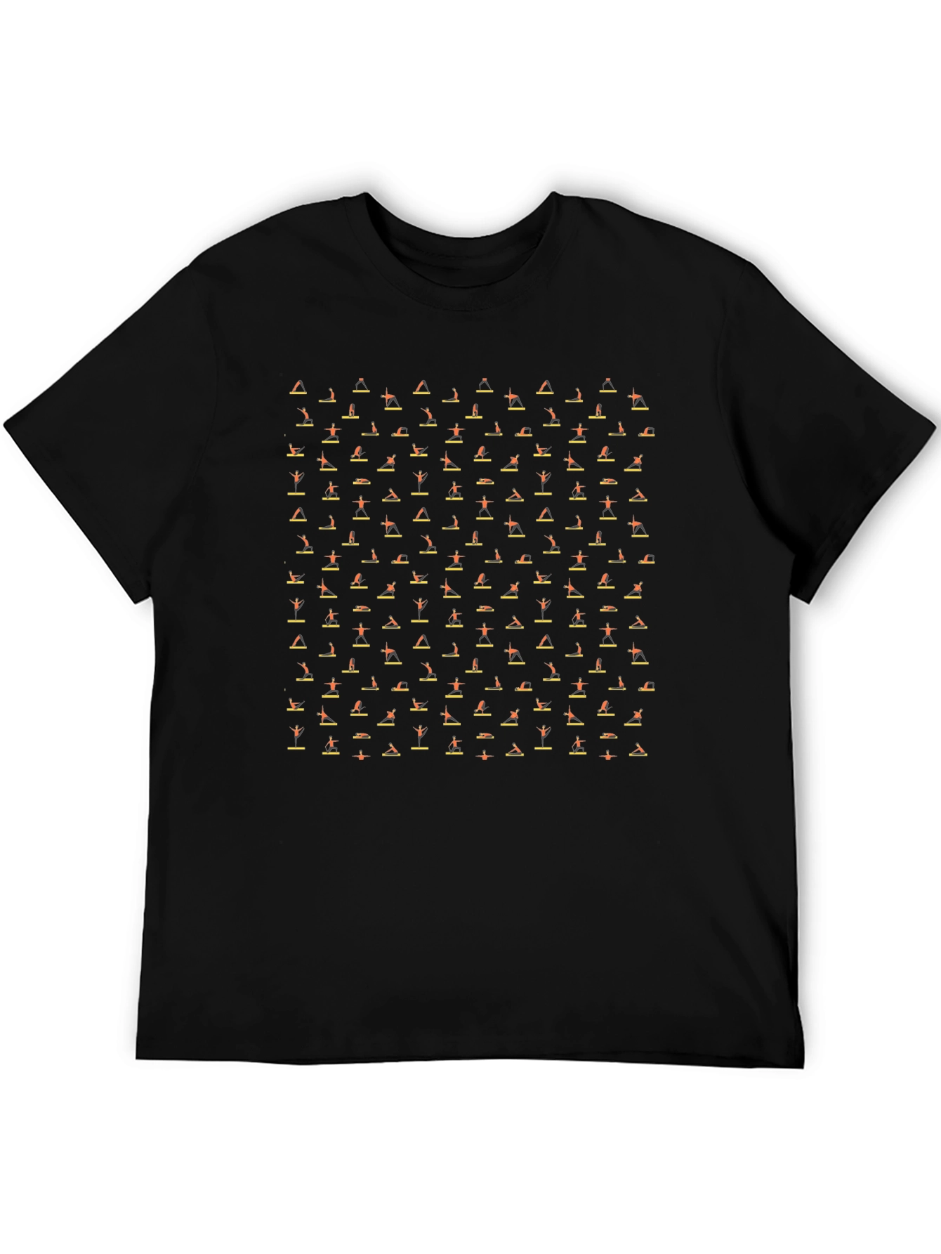 Yoga Pose Patterned Black T-Shirt