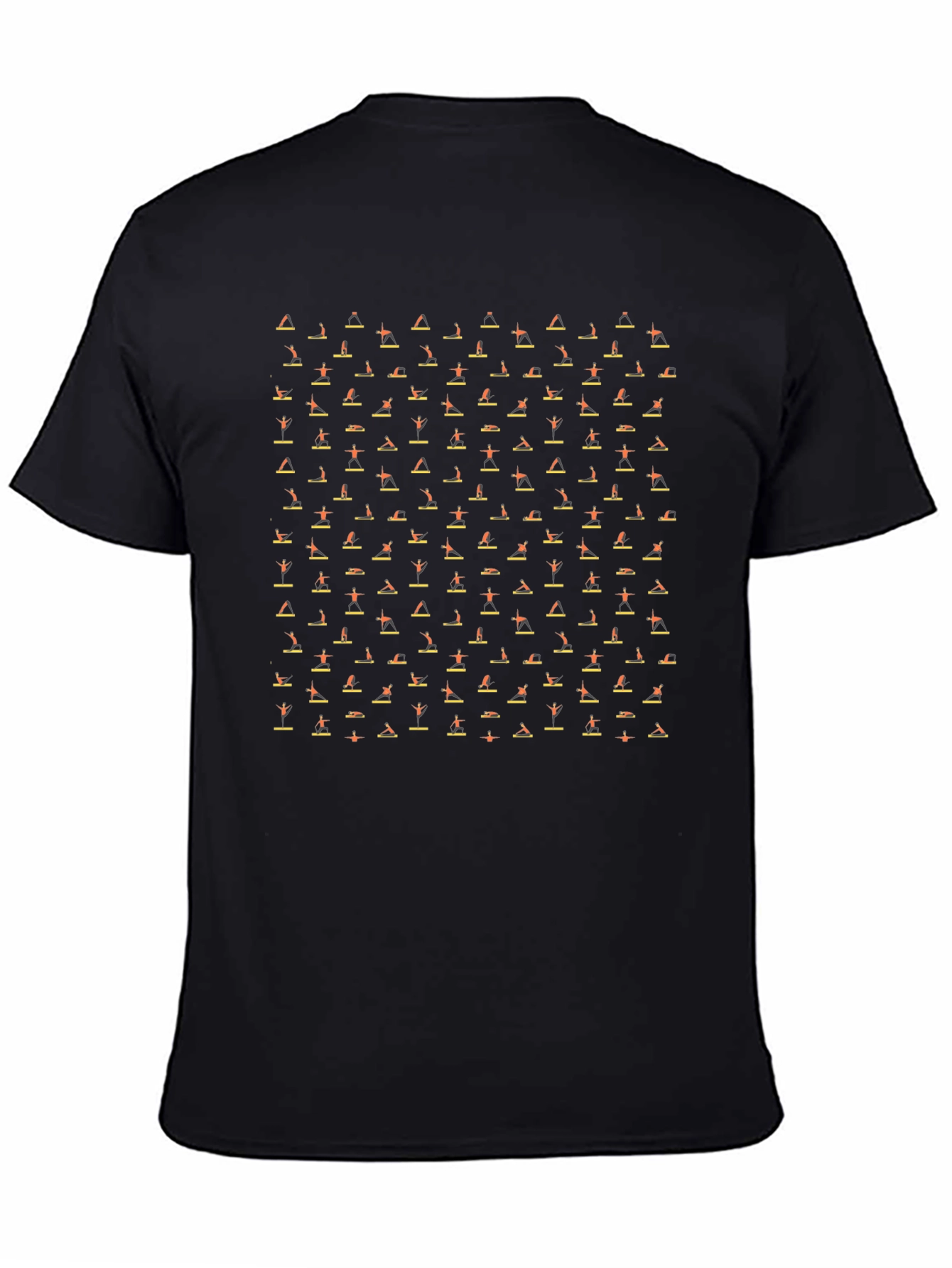 Yoga Pose Patterned Black T-Shirt