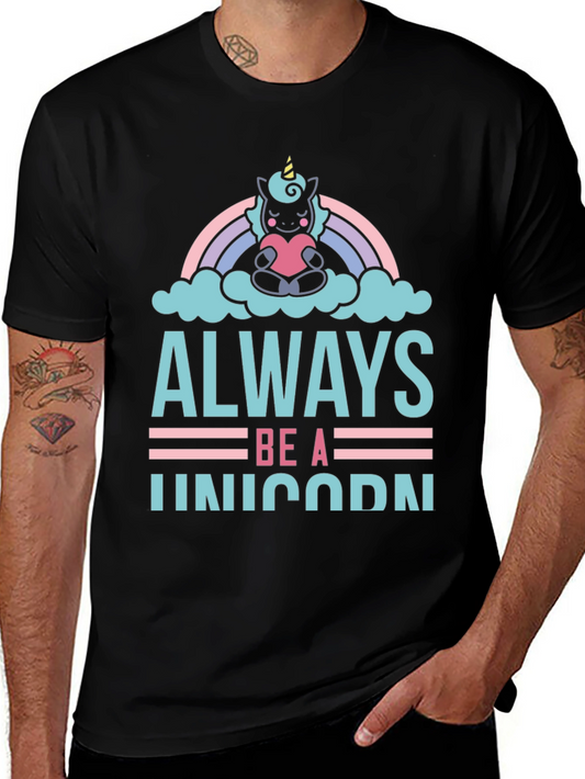 Always Be A Unicorn Graphic Tee - Black Cotton