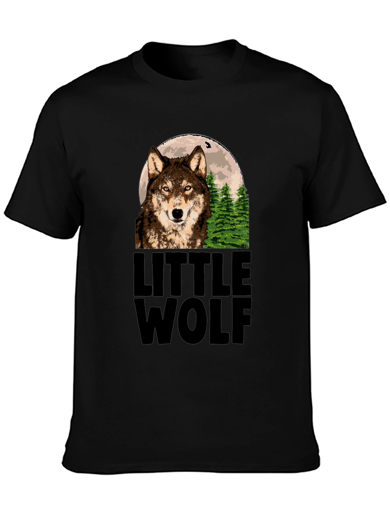 Little Wolf Graphic Print Tee - Mens Black T-Shirt