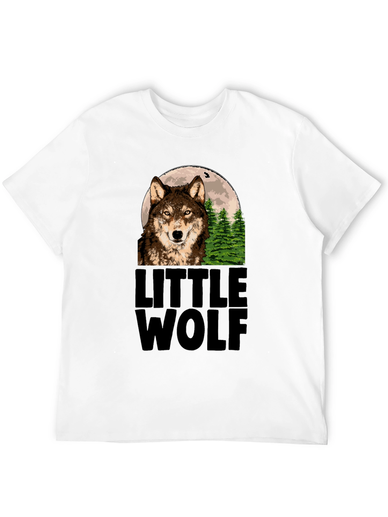 Little Wolf Graphic Print Tee - Mens Black T-Shirt