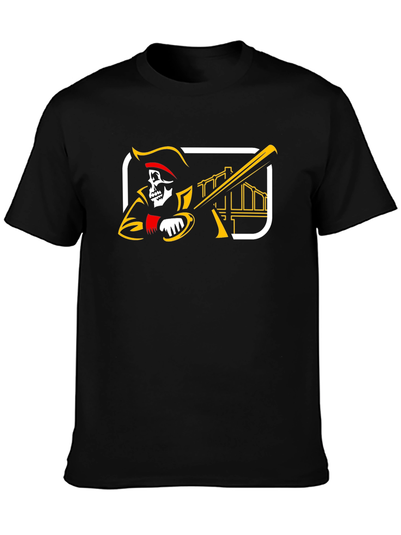Pirate Baseball T-Shirt: Skull and Bats Graphic Tee