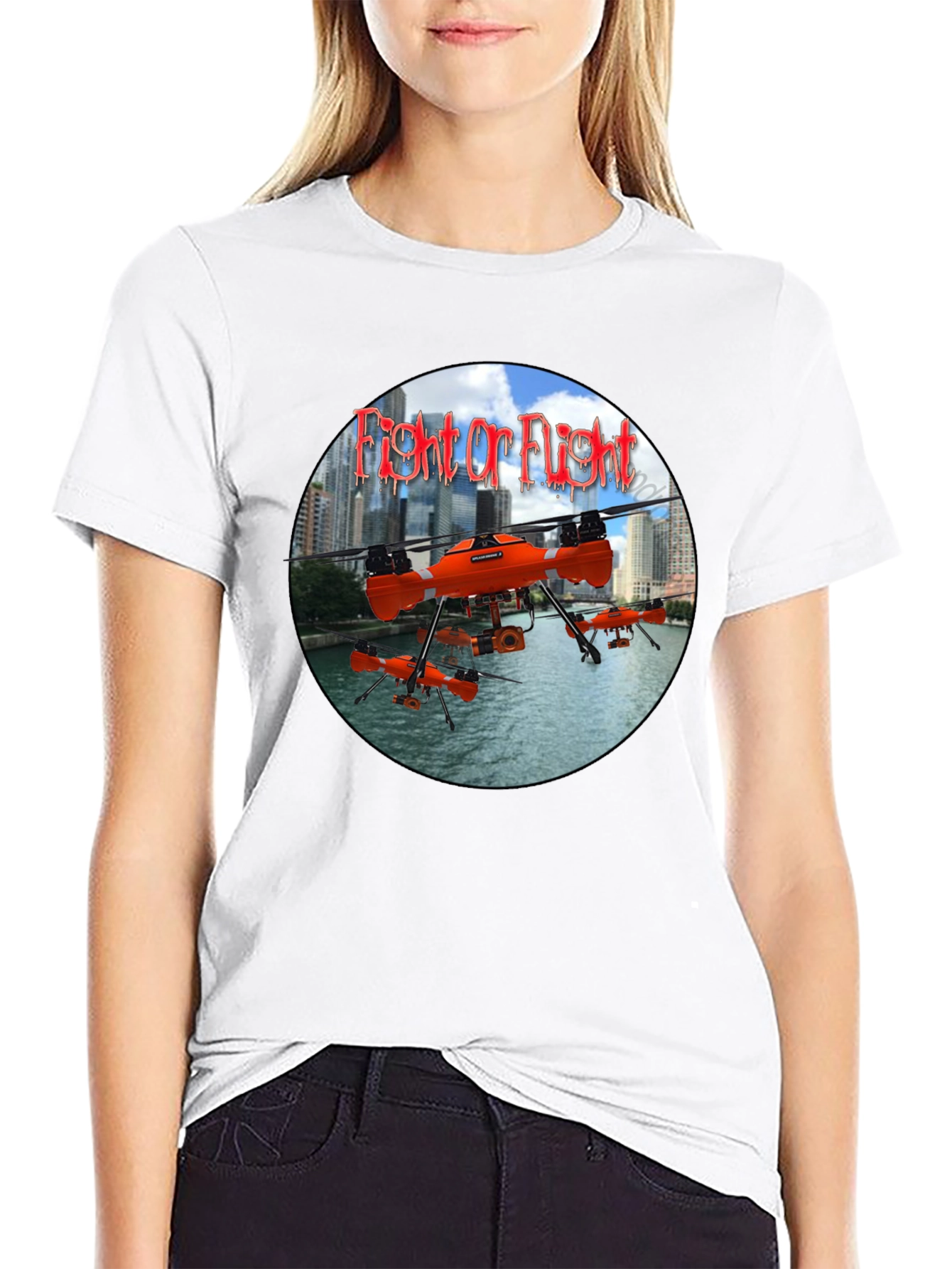 Fight or Flight Drone Graphic T-Shirt