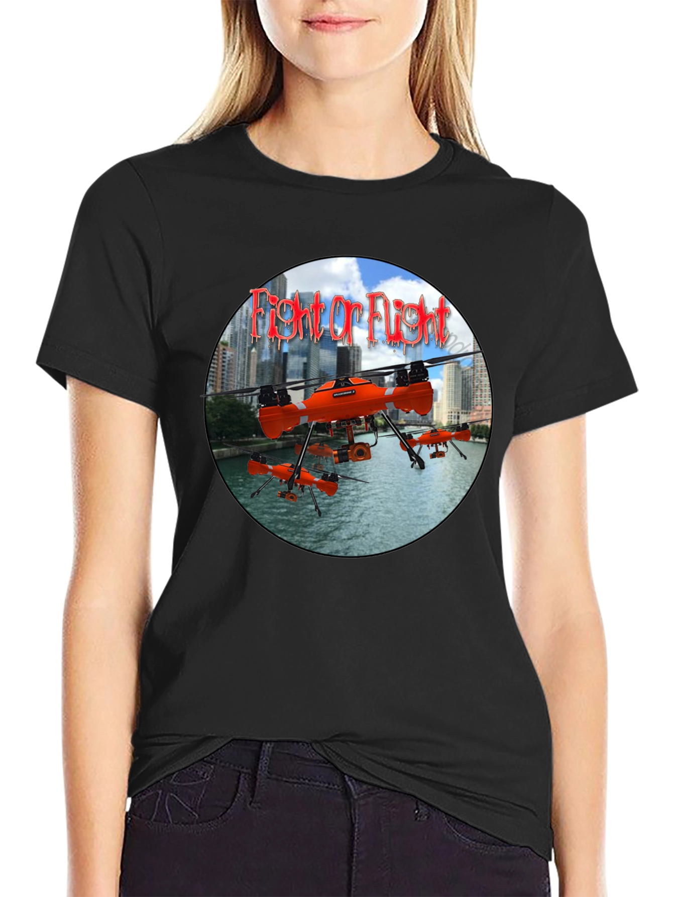 Fight or Flight Drone Graphic T-Shirt