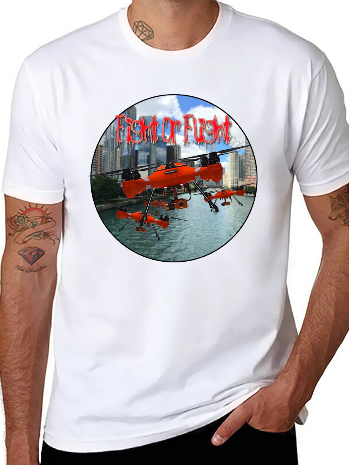 Fight or Flight Drone Graphic T-Shirt