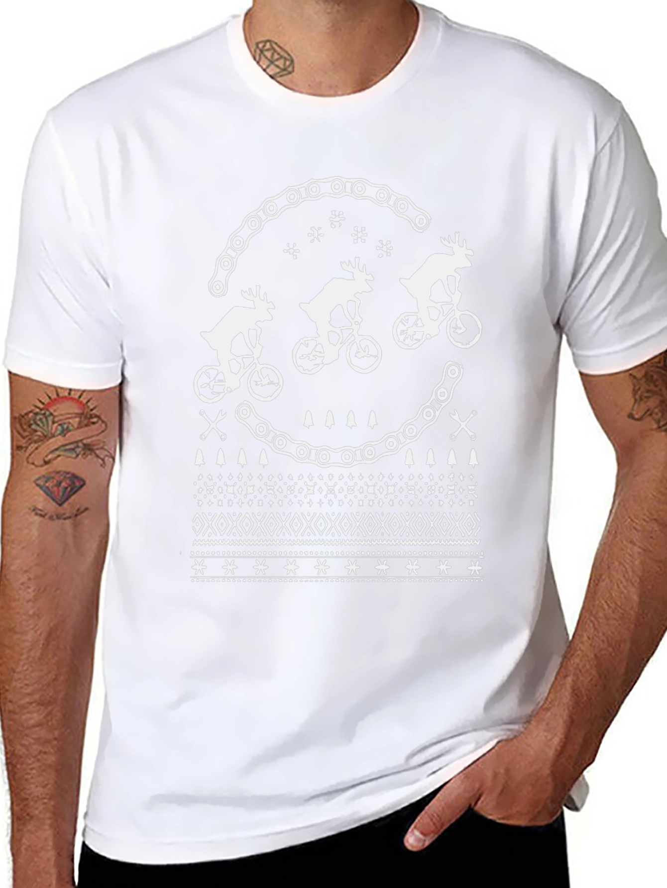 Festive Reindeer Bike Chain Graphic Tee