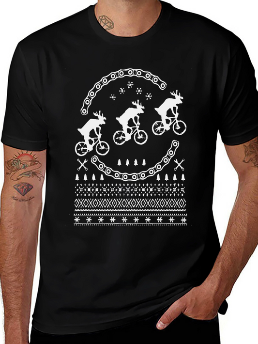 Festive Reindeer Bike Chain Graphic Tee