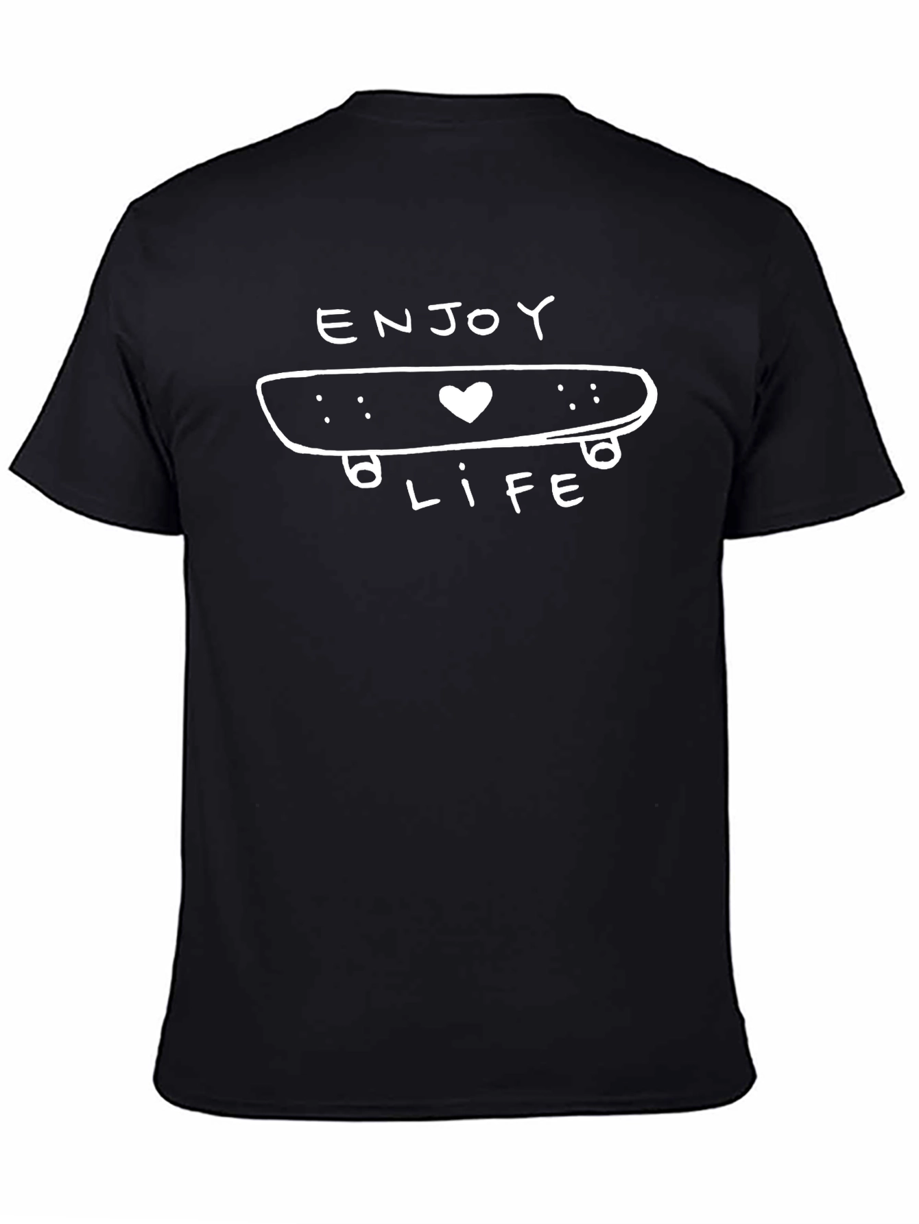 Enjoy Life Skateboard Graphic Tee - Black Cotton T-Shirt