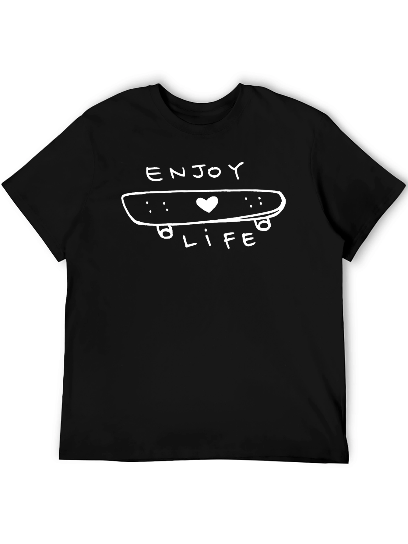 Enjoy Life Skateboard Graphic Tee - Black Cotton T-Shirt