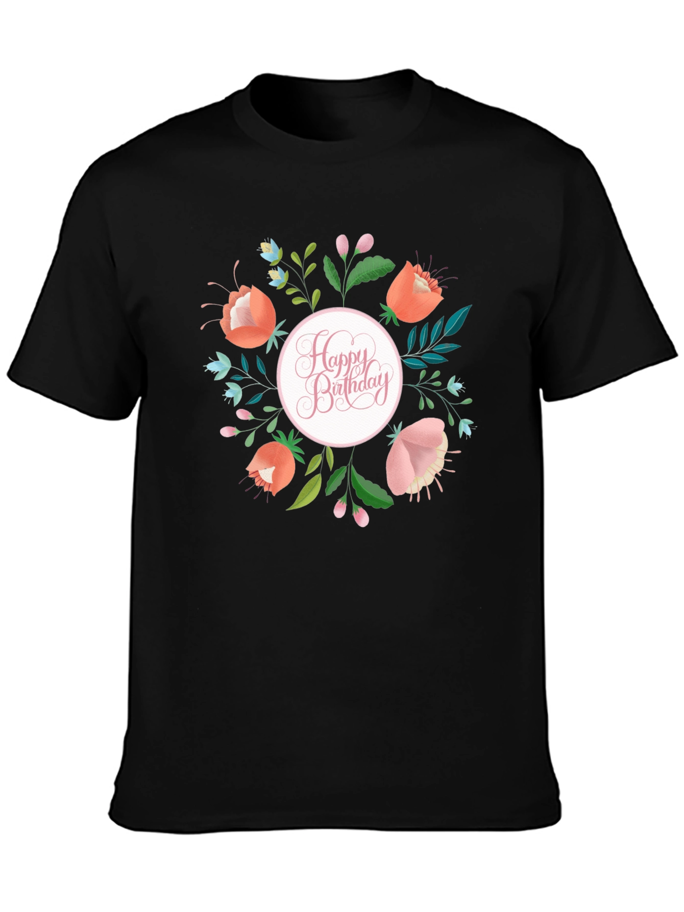 Floral Happy Birthday T-Shirt - Stylish Celebration