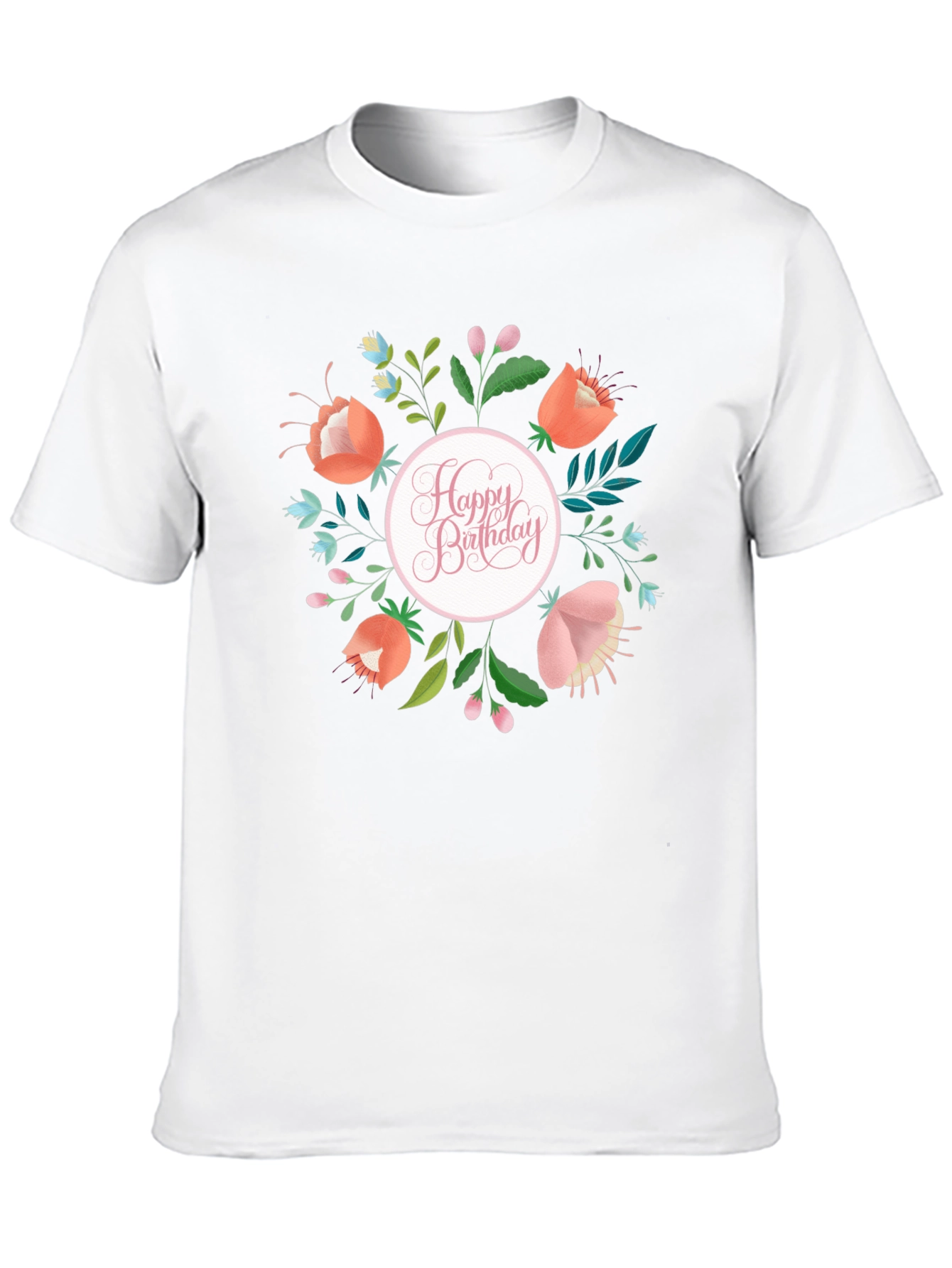 Floral Happy Birthday T-Shirt - Stylish Celebration