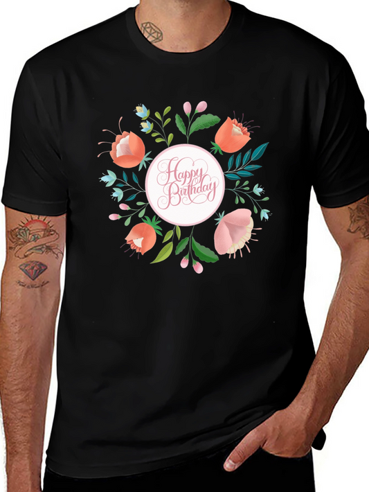 Floral Happy Birthday T-Shirt - Stylish Celebration