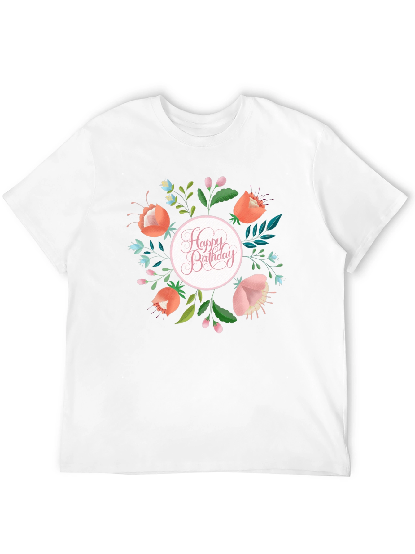 Floral Happy Birthday T-Shirt - Stylish Celebration