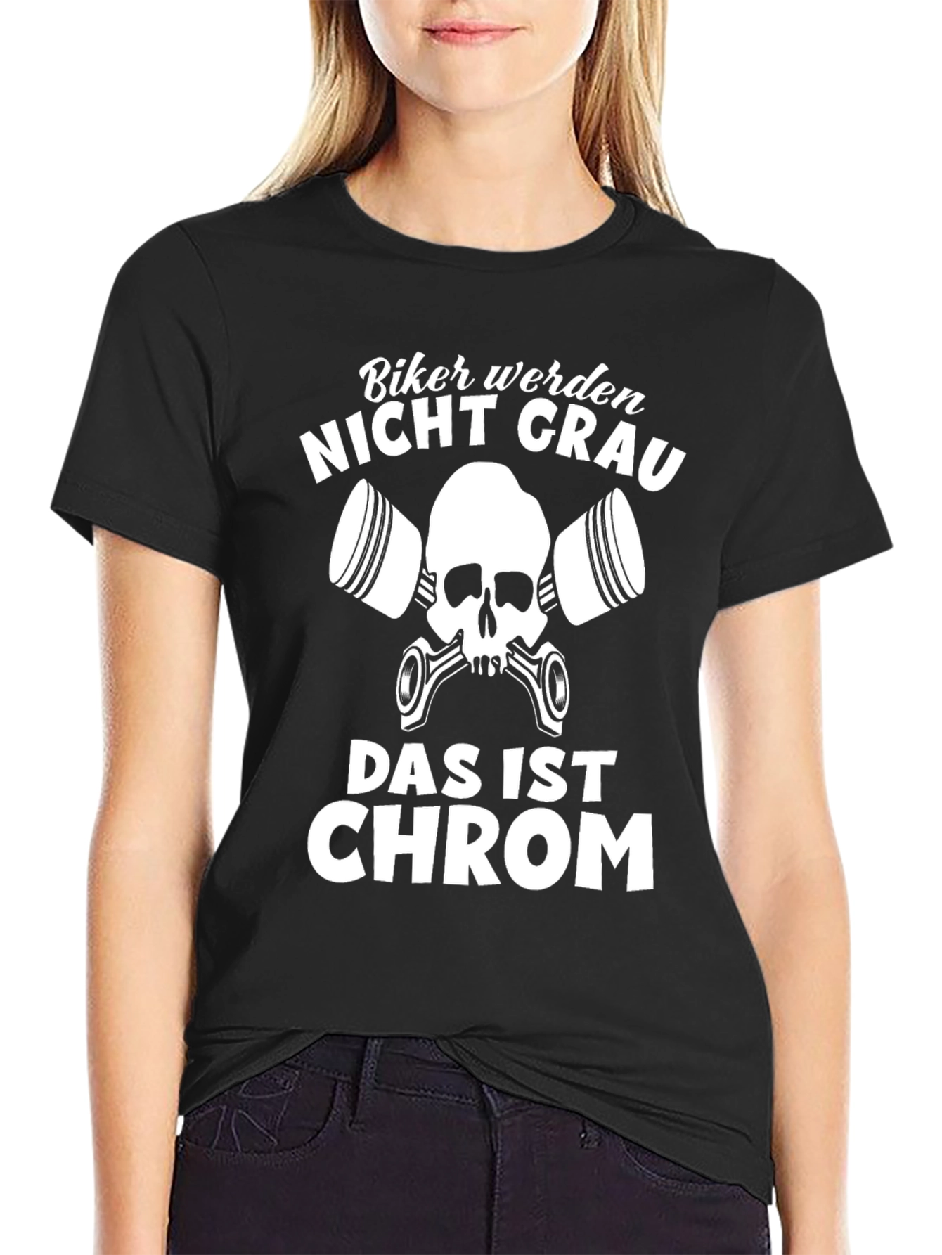 Biker Not Gray Chrome Black Graphic Tee