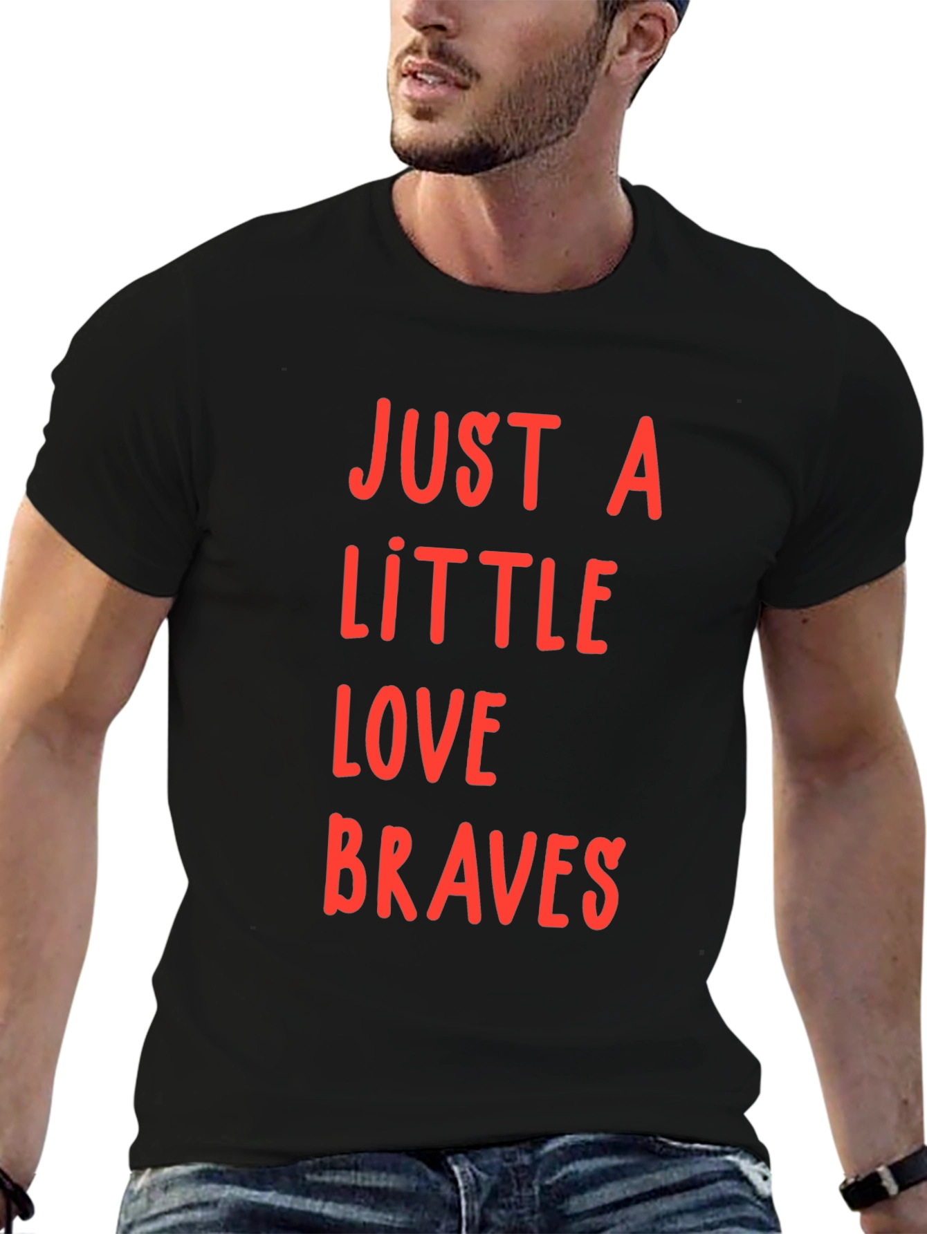 Just A Little Love Braves Black T-Shirt