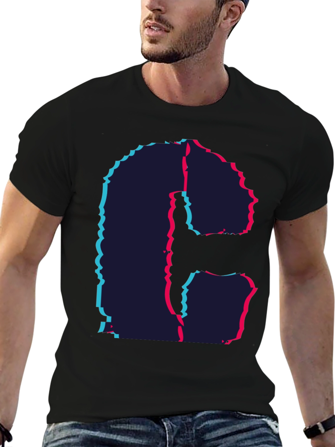Glitch Letter T-Shirt - Modern Graphic Tee