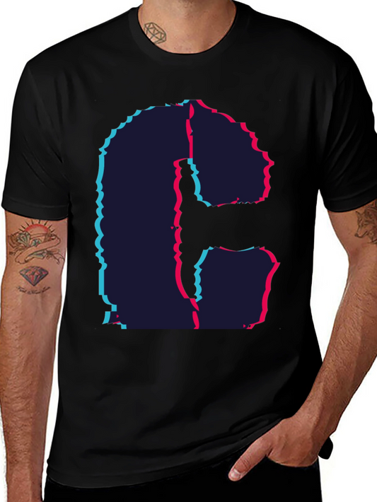 Glitch Letter T-Shirt - Modern Graphic Tee