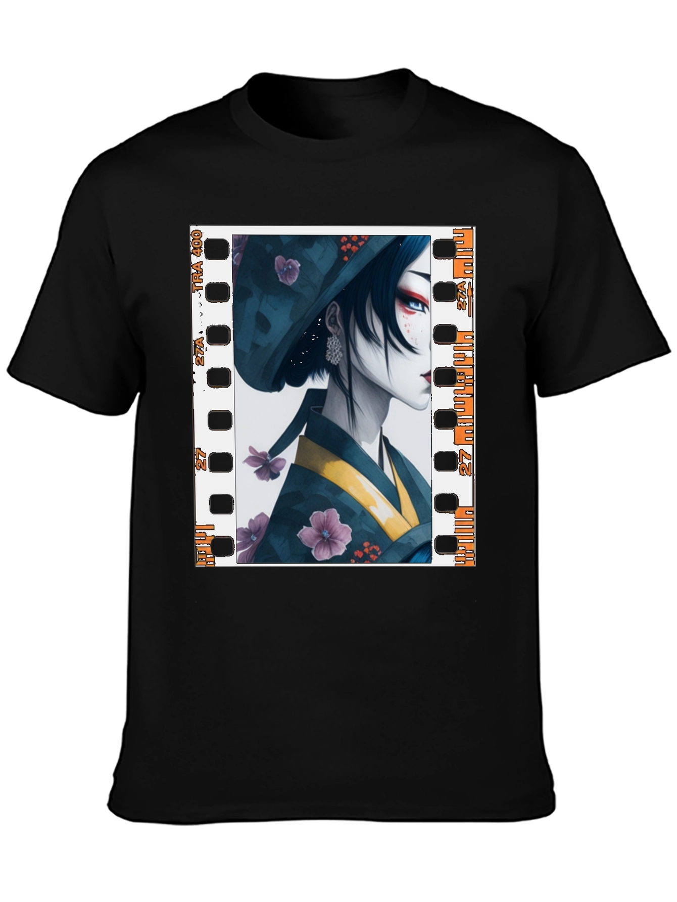 Geisha Film Strip Graphic Tee - Unisex Black T-Shirt