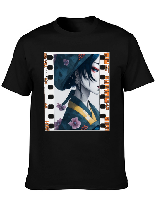 Geisha Film Strip Graphic Tee - Unisex Black T-Shirt