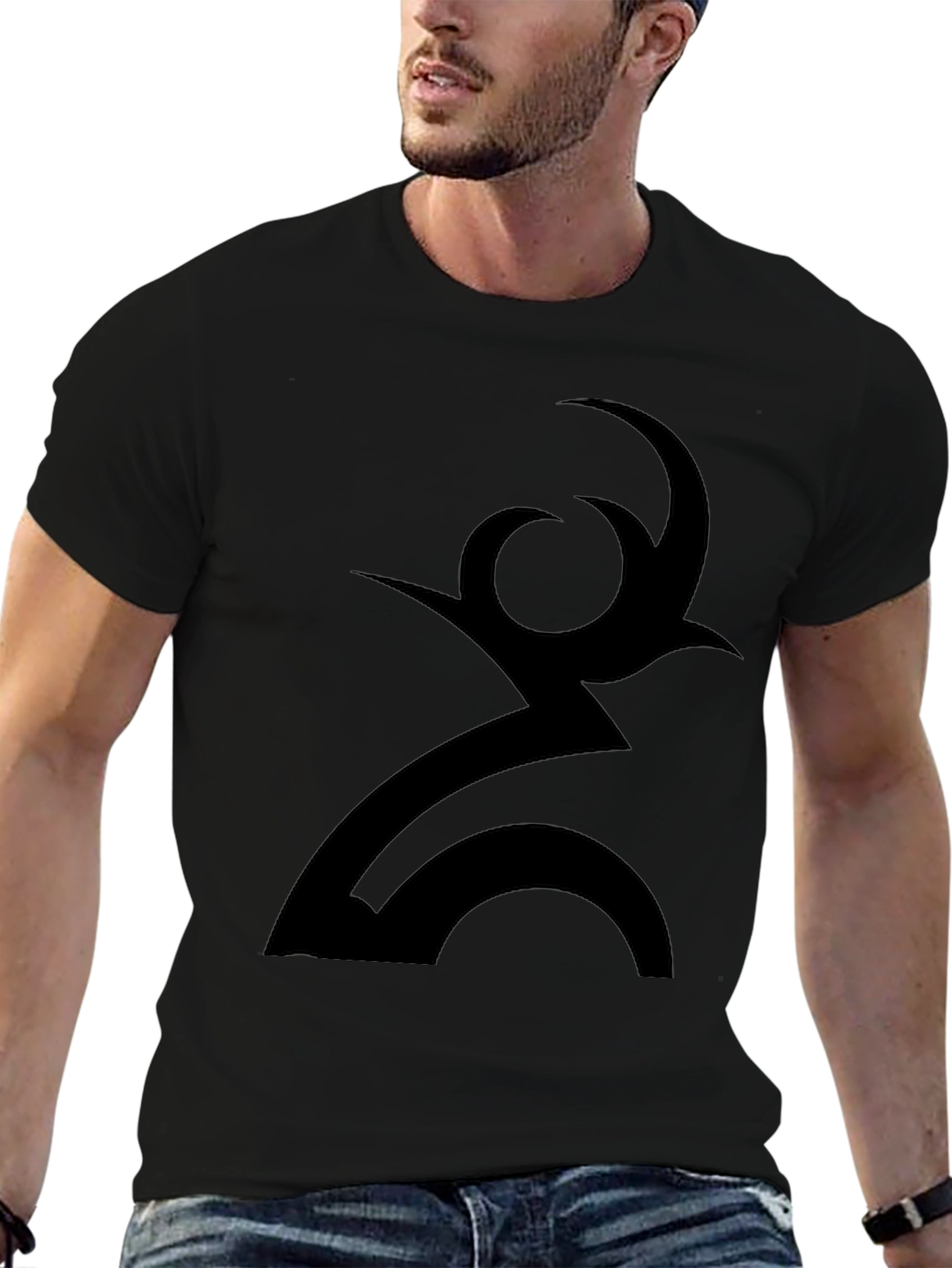 Abstract Symbol Graphic Black T-Shirt