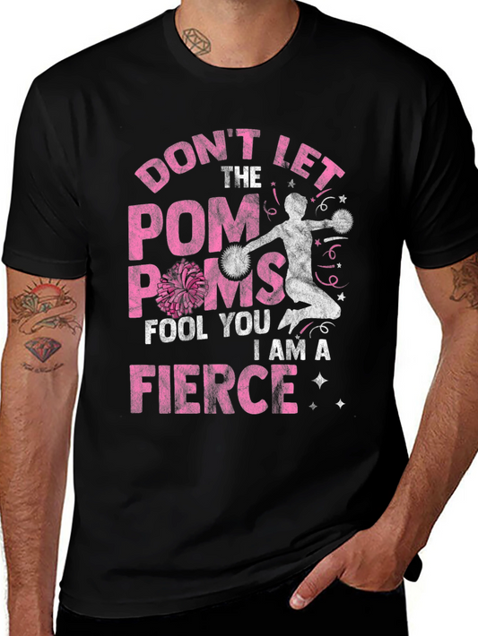 Fierce Cheerleader Graphic Tee - Pom Poms T-Shirt