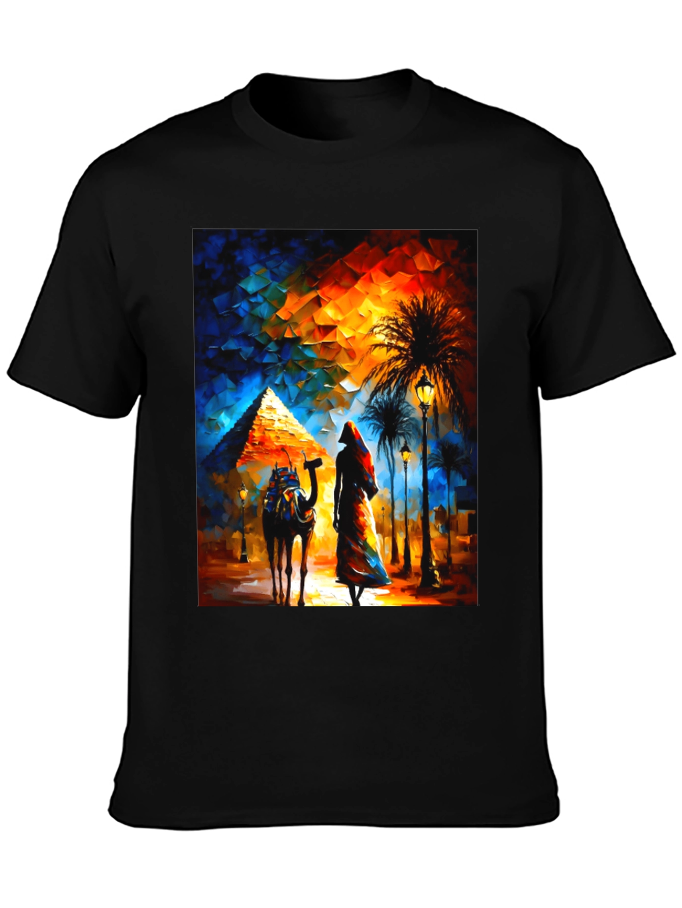 Egyptian Pyramid Graphic T-Shirt - Desert Camel & Woman