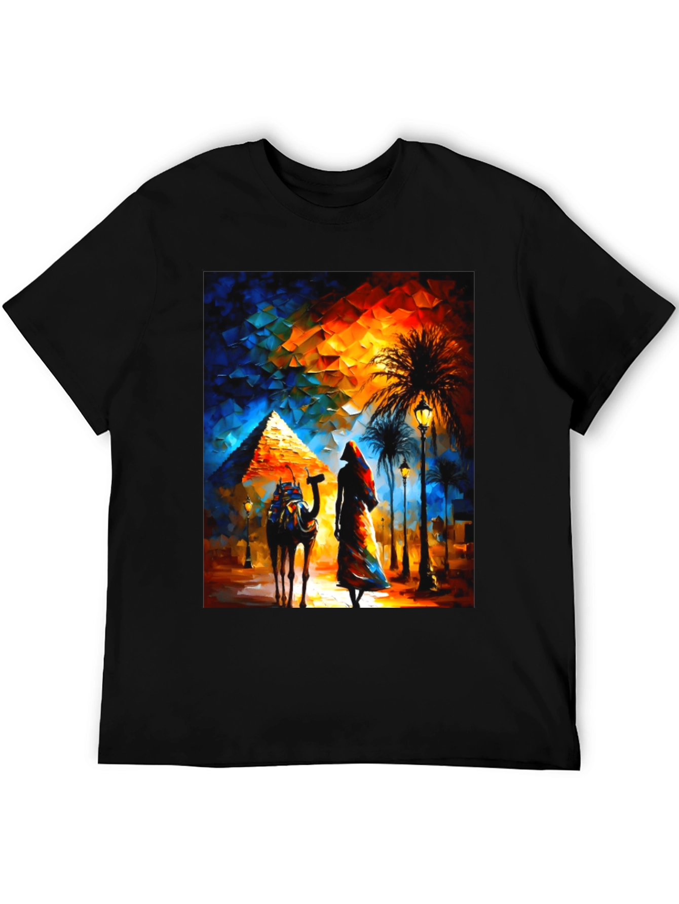 Egyptian Pyramid Graphic T-Shirt - Desert Camel & Woman