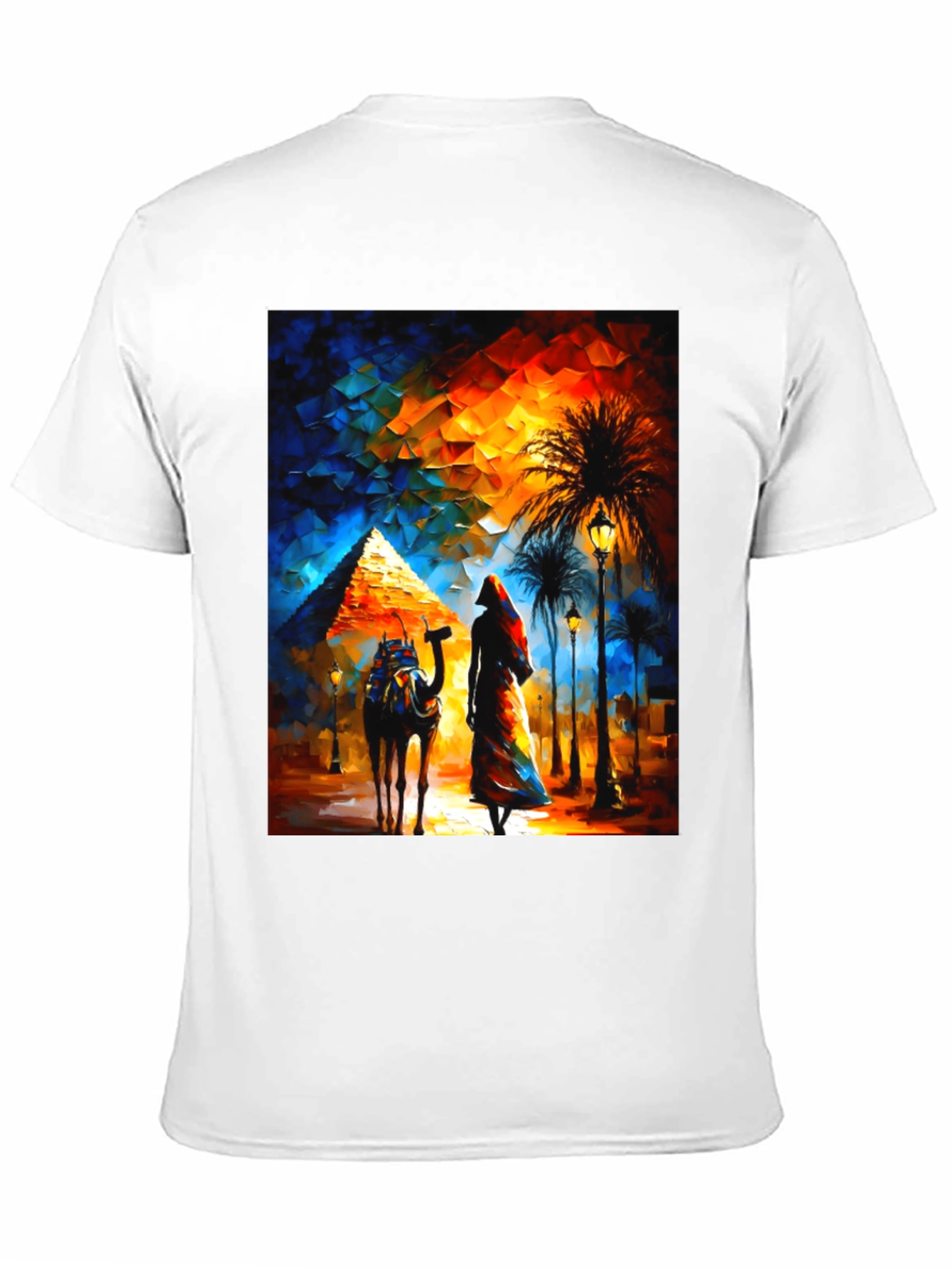 Egyptian Pyramid Graphic T-Shirt - Desert Camel & Woman