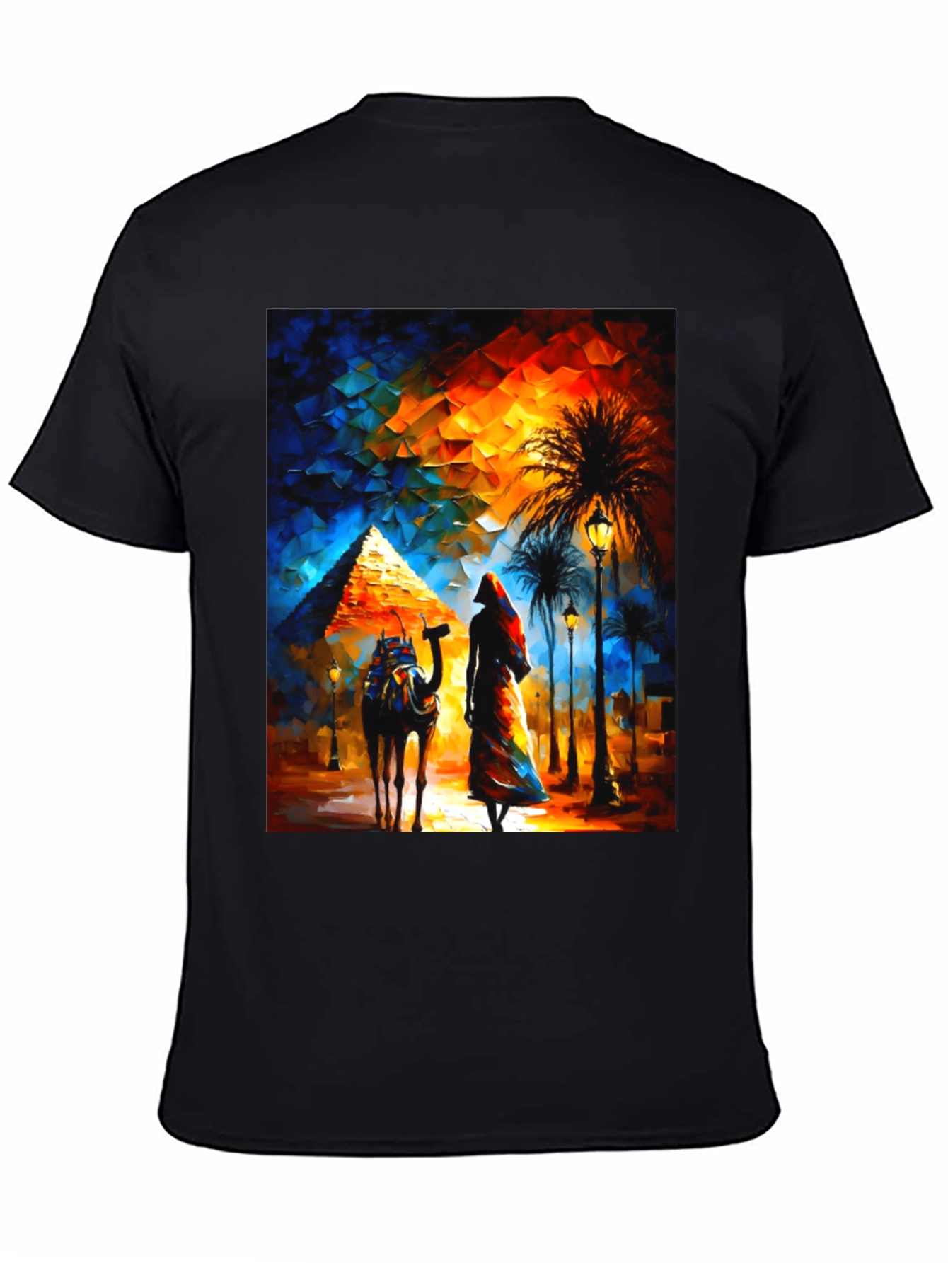 Egyptian Pyramid Graphic T-Shirt - Desert Camel & Woman