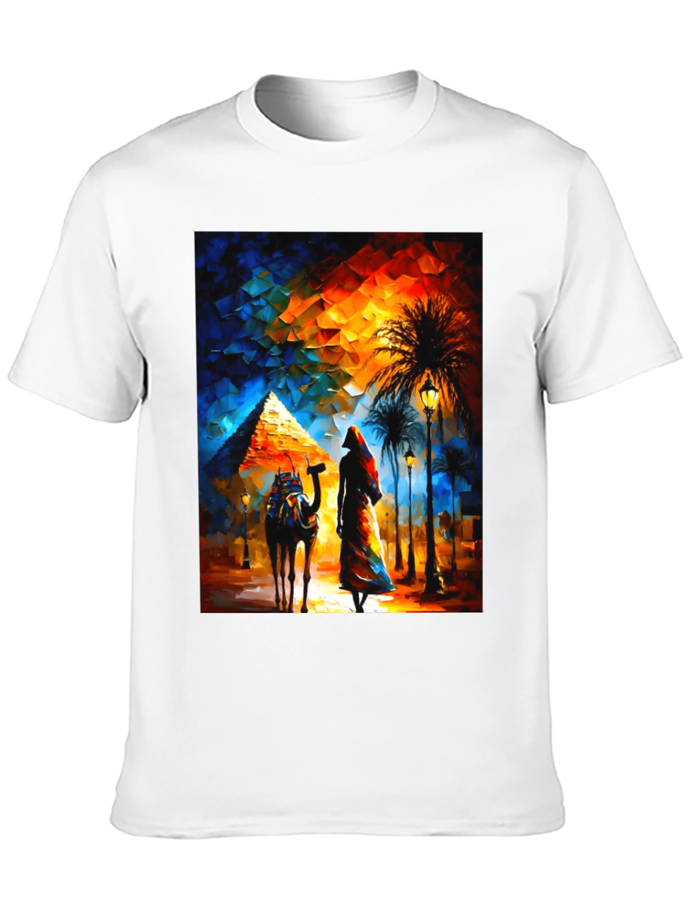 Egyptian Pyramid Graphic T-Shirt - Desert Camel & Woman