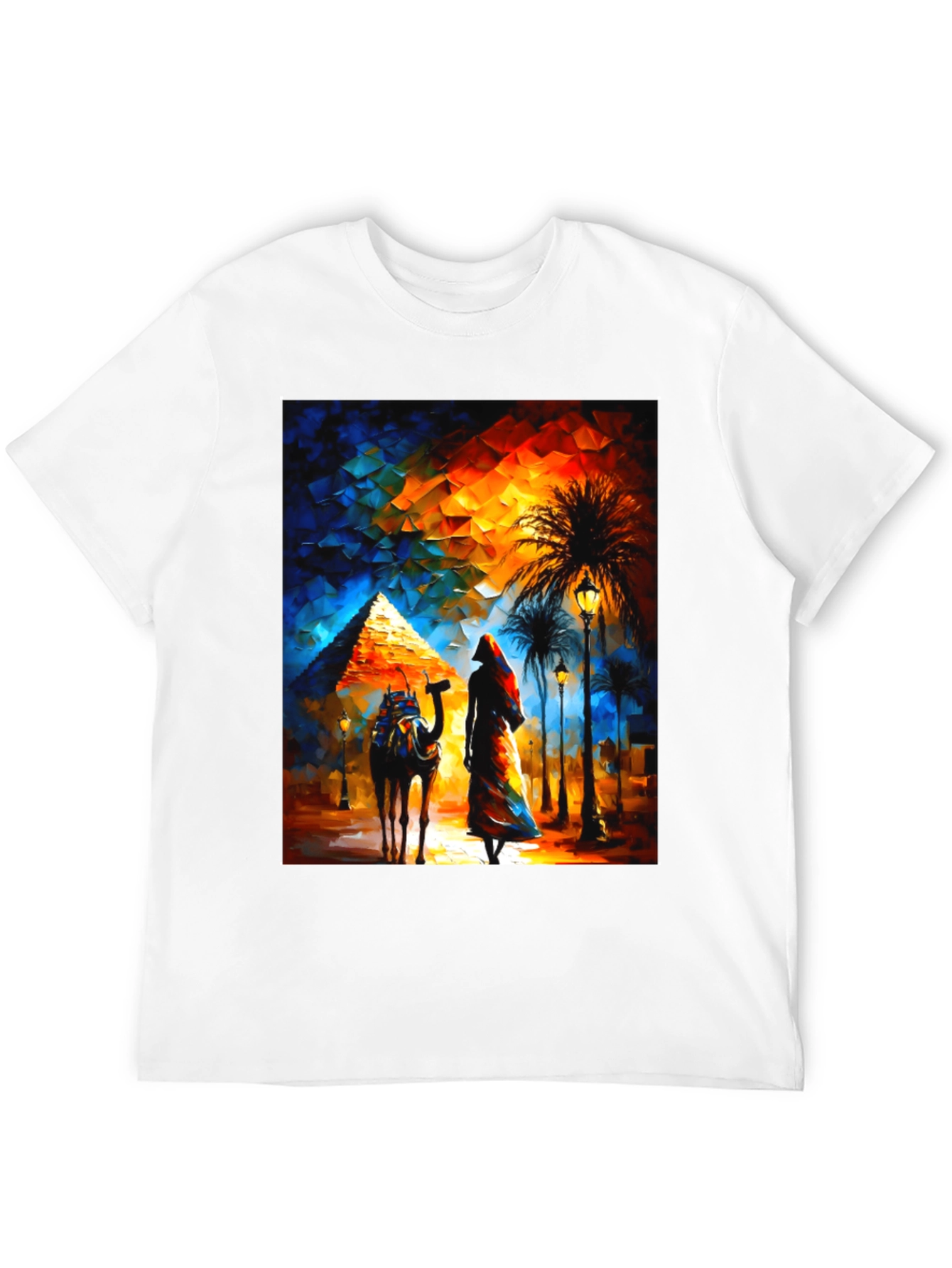 Egyptian Pyramid Graphic T-Shirt - Desert Camel & Woman