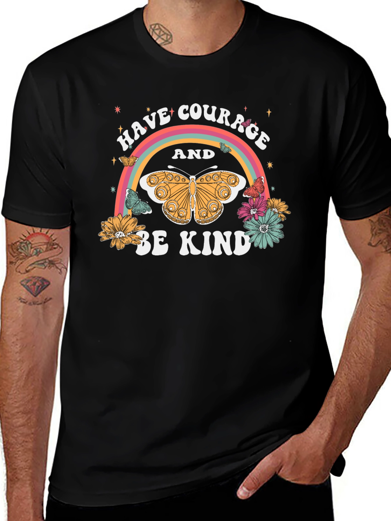 Courage and Kindness Black Graphic T-Shirt