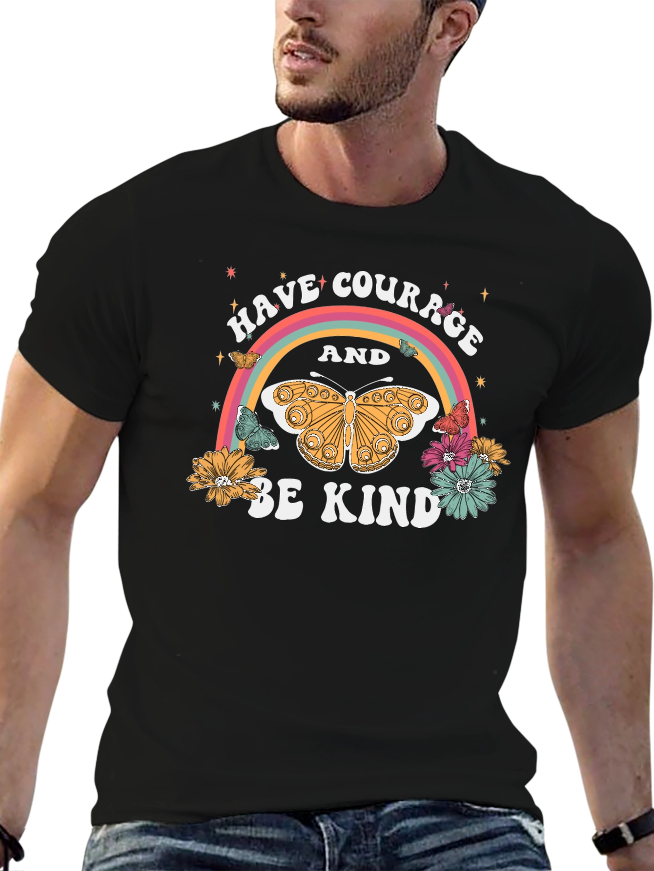 Courage and Kindness Black Graphic T-Shirt