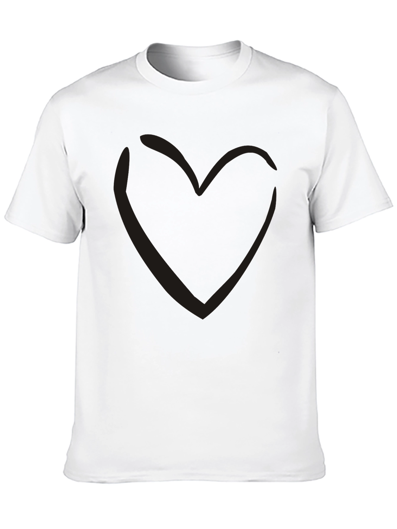 Black Heart Outline T-Shirt - Casual Style
