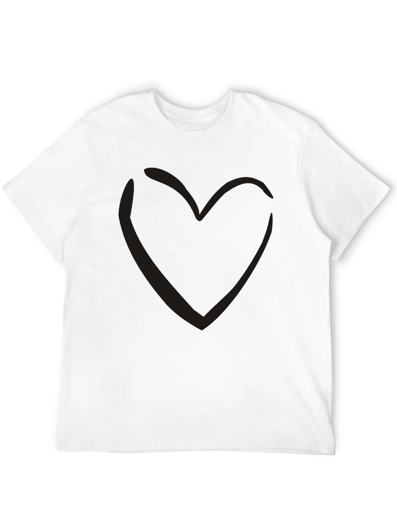 Black Heart Outline T-Shirt - Casual Style