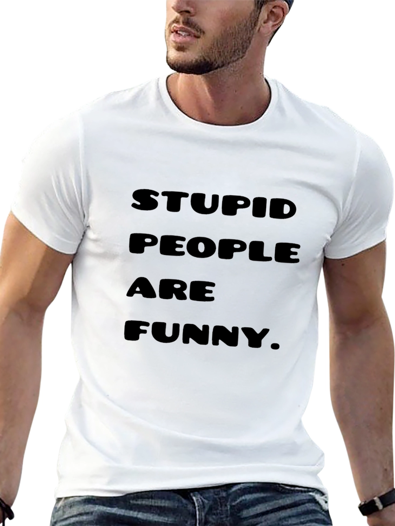 Stupid People Are Funny Graphic Tee - Black