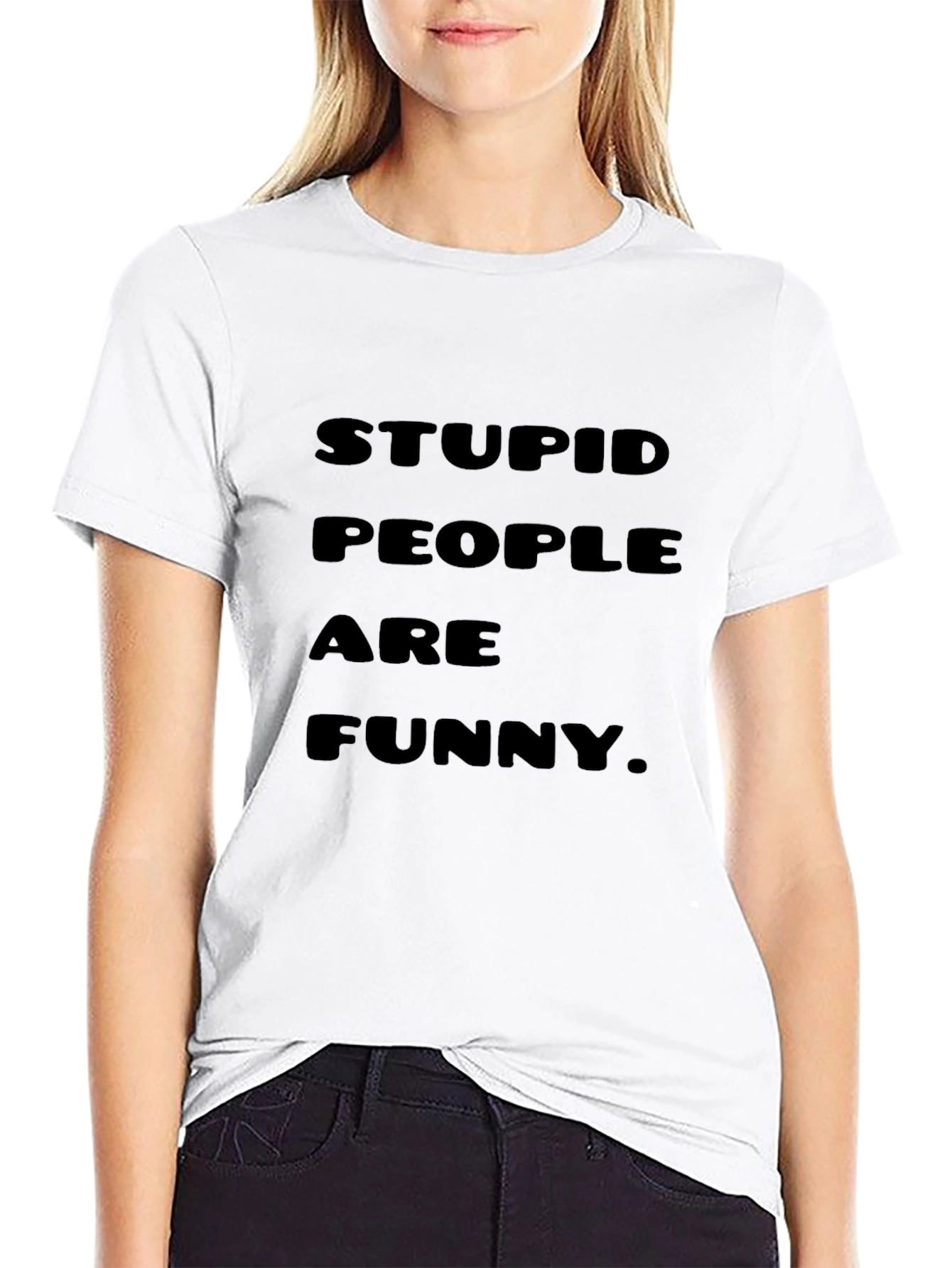 Stupid People Are Funny Graphic Tee - Black