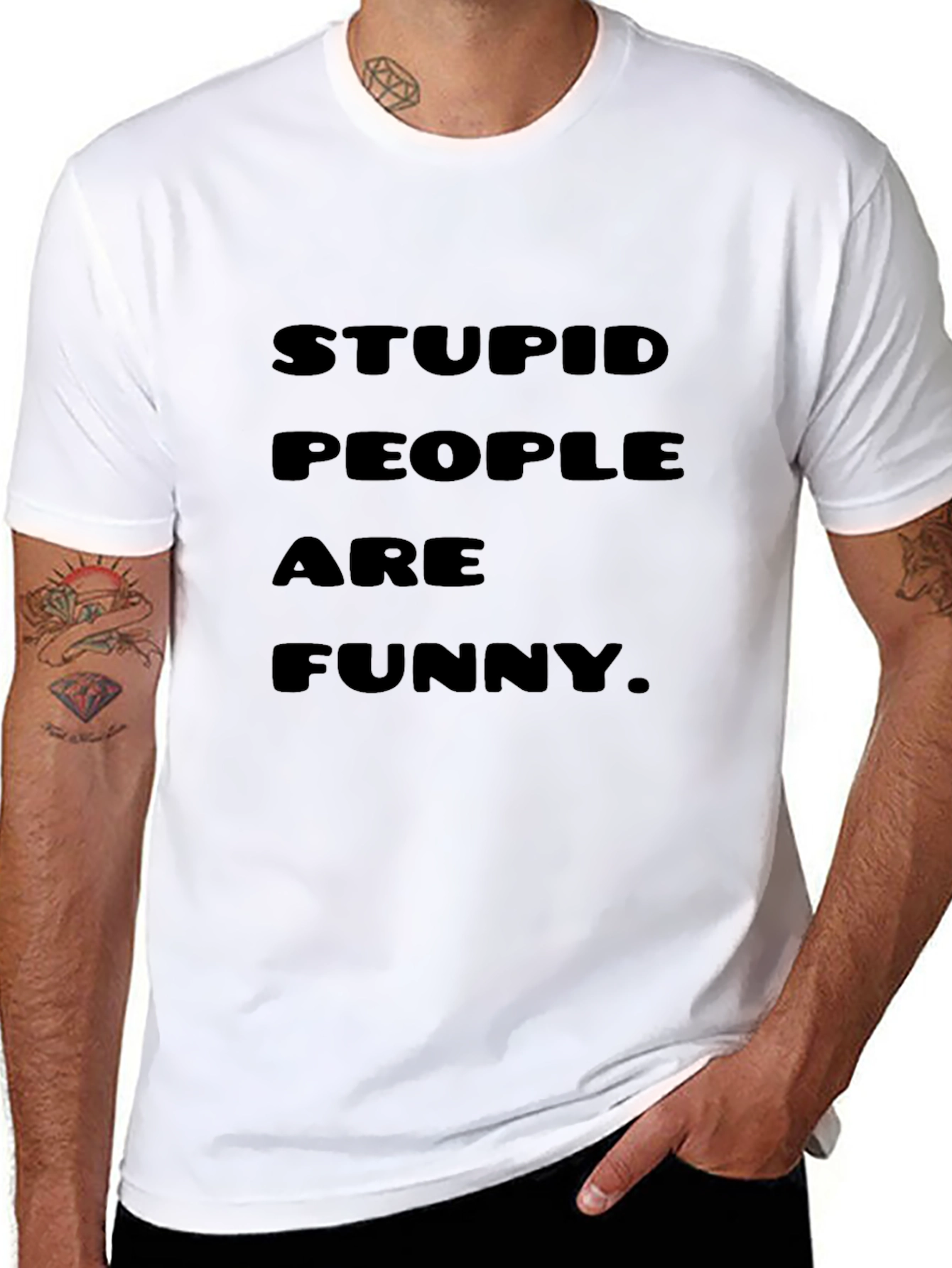Stupid People Are Funny Graphic Tee - Black