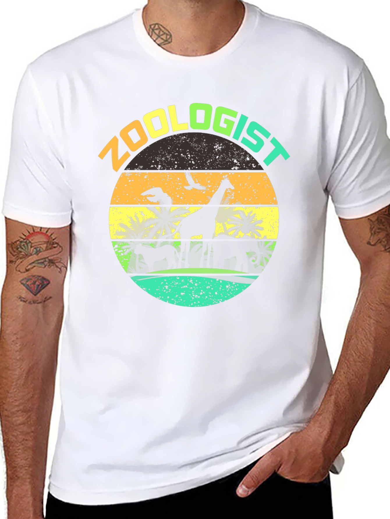 Zoologist Giraffe Sunset Graphic Tee