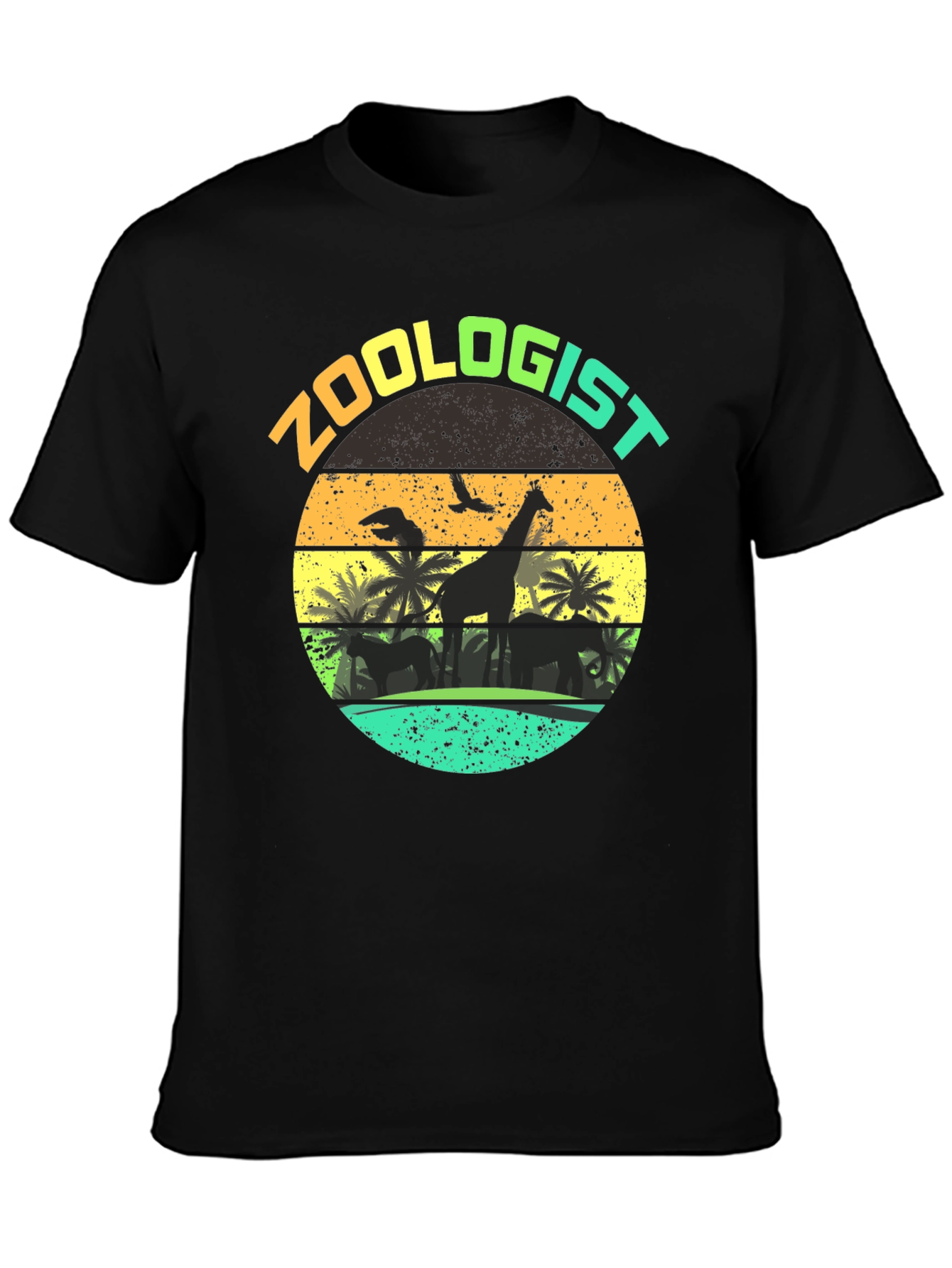 Zoologist Giraffe Sunset Graphic Tee