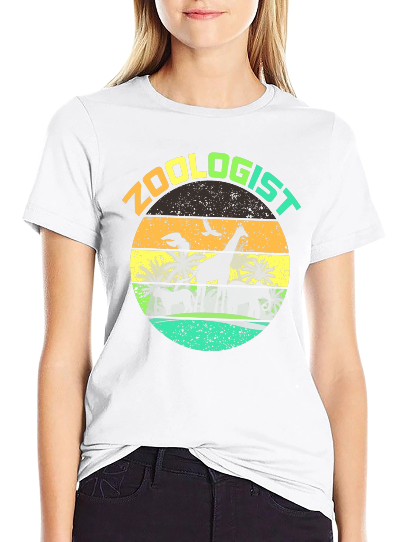 Zoologist Giraffe Sunset Graphic Tee
