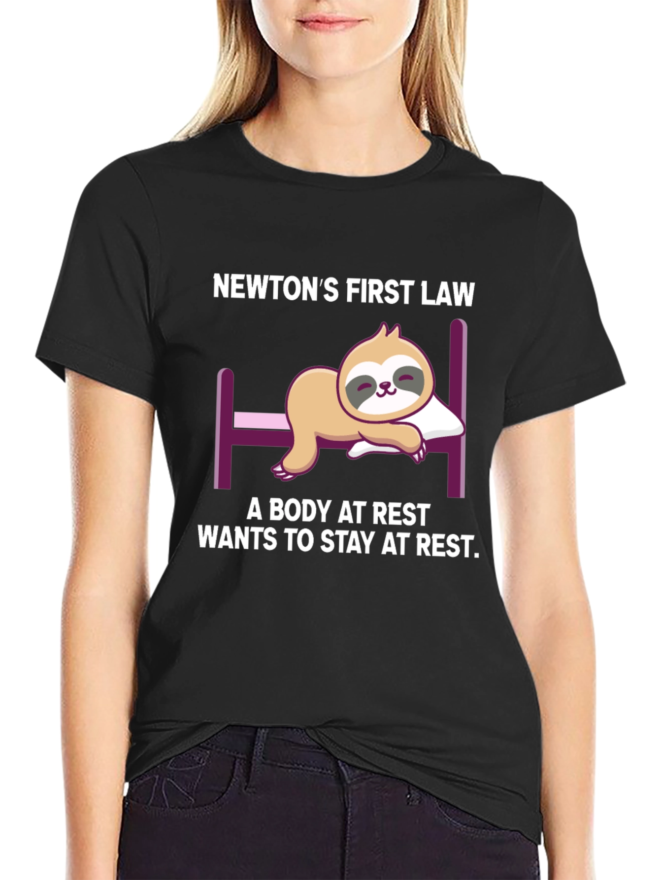 Newtons First Law Sloth T-Shirt: Restful Physics